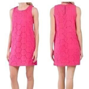 Sigrid Olsen Womens Boho Summer Embroidered Floral Eyelet Shift Dress Size M